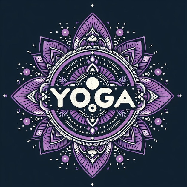 Логотип йоги написан фиолетовым и розовым.
