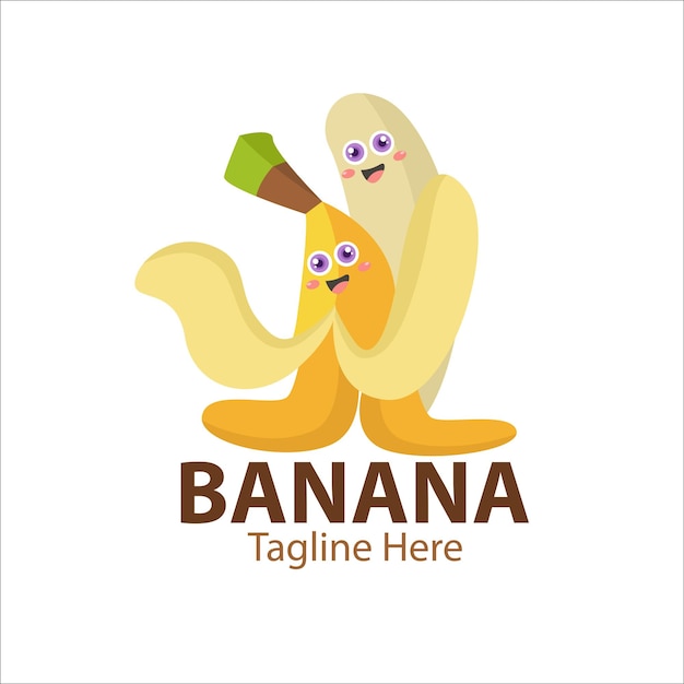 かわいいバナナのキャラクターであなたのビジネスのロゴ