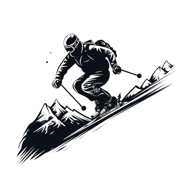 Vector logo zwart skiën