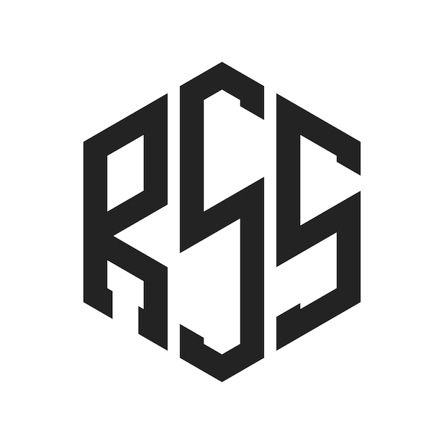 Logoontwerp Initiële letter RSS Monogram RSS Logo met behulp van zeshoekige vorm