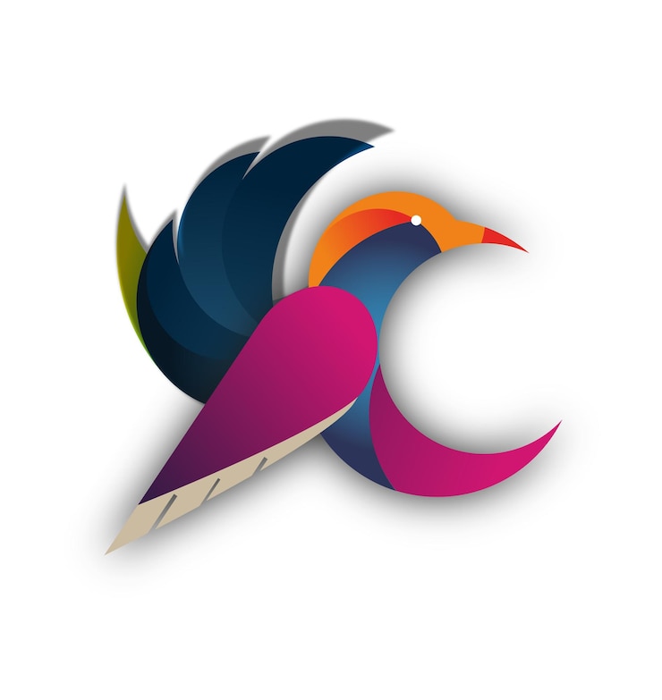 Vector logoontwerp met vogelgradiënt