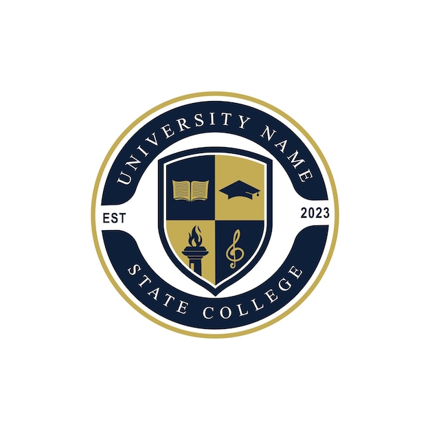 Logoontwerp van de badge van de universiteitsschool