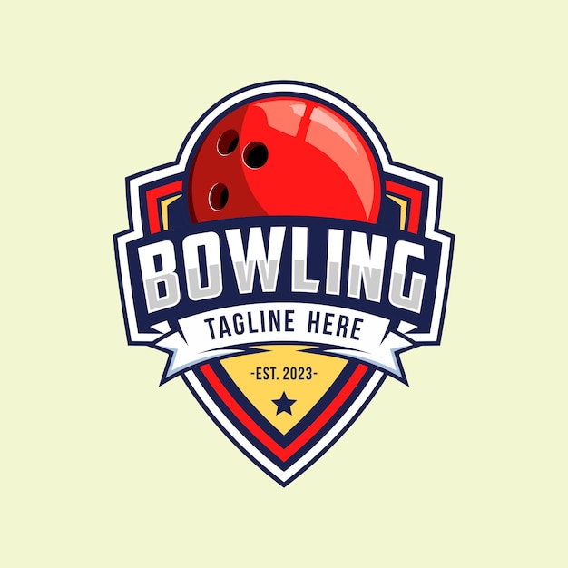 Logoontwerp van de badge van een professioneel bowlingtoernooi