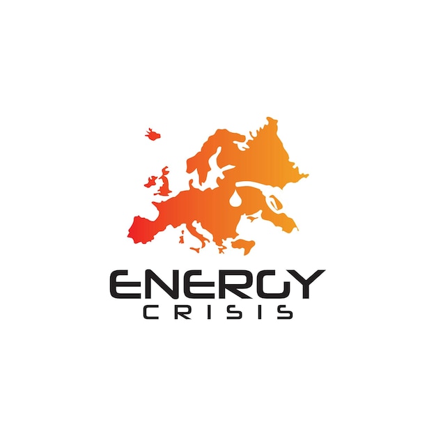 Logoontwerp van de kaart met het symbool van de energiecrisis in Europa