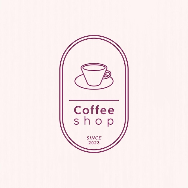 Logoontwerp van de koffiekop met lijnkunststijl