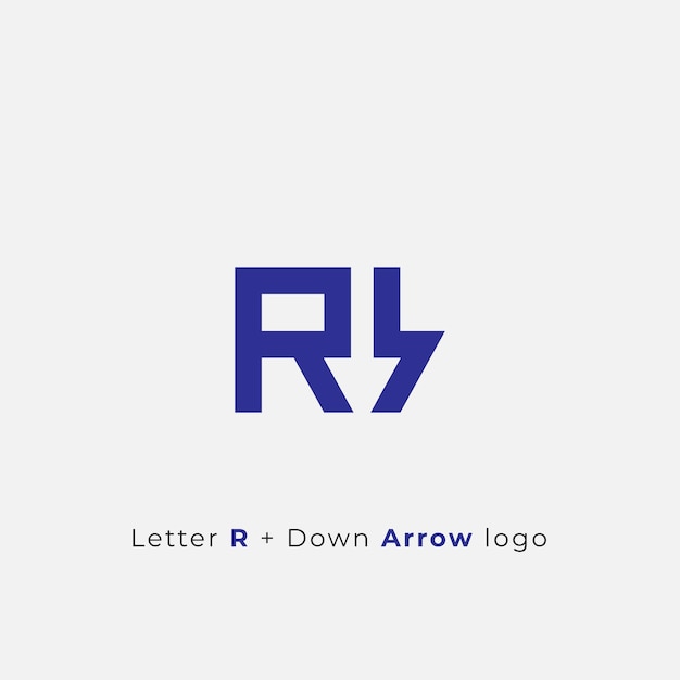 Vector logoontwerp van de letter r en de pijl naar beneden eenvoudig en schoon