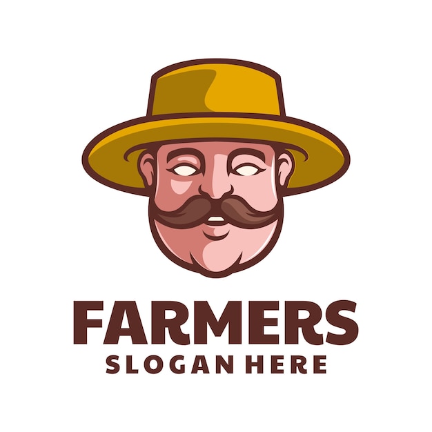 Logoontwerp van de mascotte van de boer