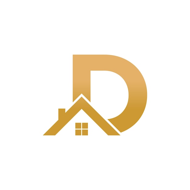 Vector logoontwerp van het huis met de letter d