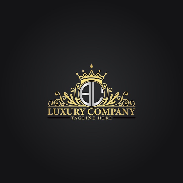 Vector logoontwerp van royal luxury company met gouden elementen