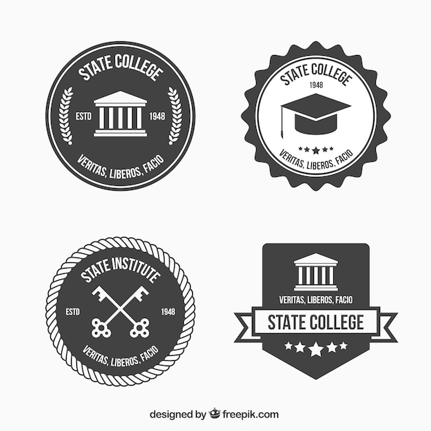 Vector logos in black and white for college
