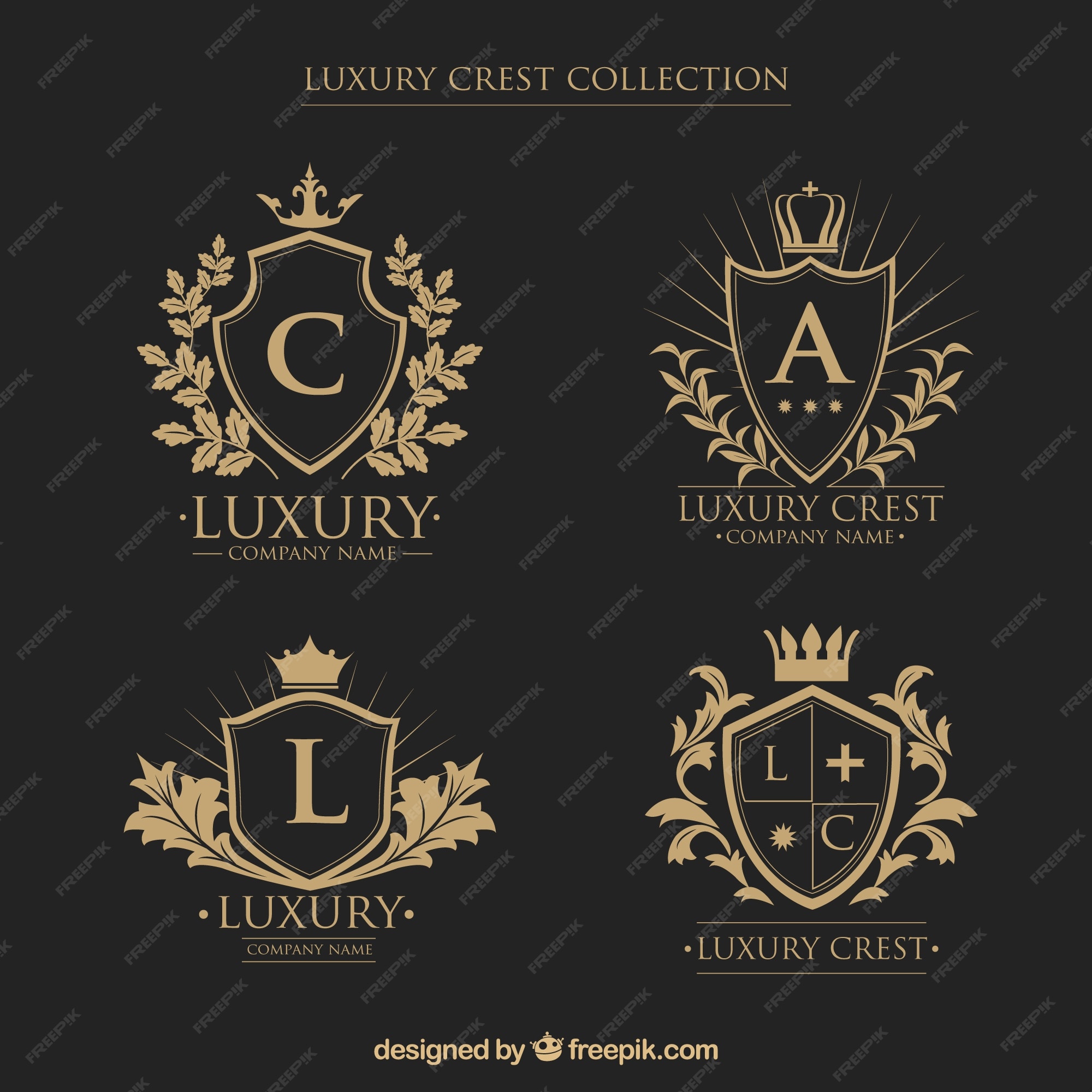 Premium Vector Logos collection of crests with initials in vintage style