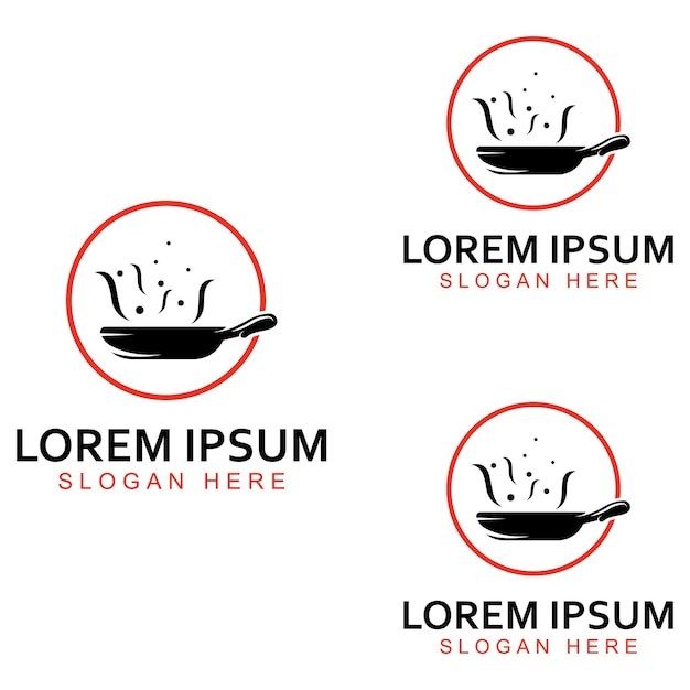 Логотипы для кухонной утвари, кастрюль, шпателей и кулинарных ложек с использованием векторной концепции дизайна шаблона иллюстрации