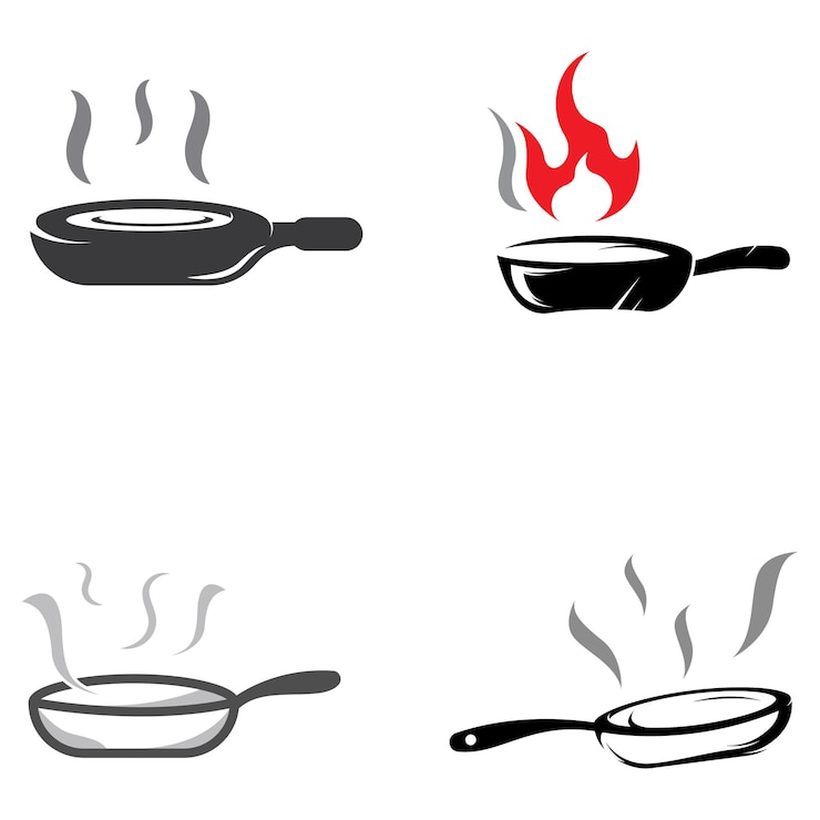 Vector logos for cooking utensils cooking pots spatulas and cooking spoons using a vector illustration template design concept