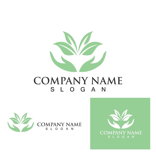 Logos of green leaf ecology nature element vector