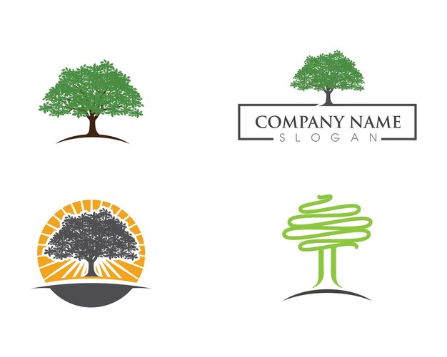 Logos of green tree leaf ecology nature element vector icon