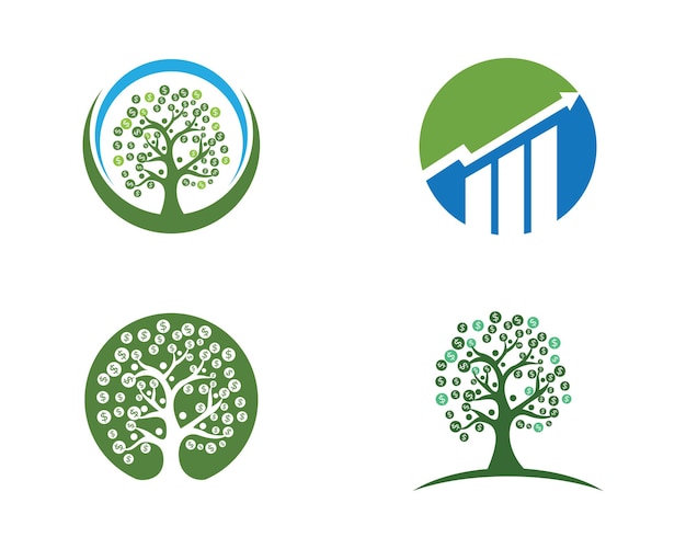 Logos of green tree leaf ecology nature element vector icon