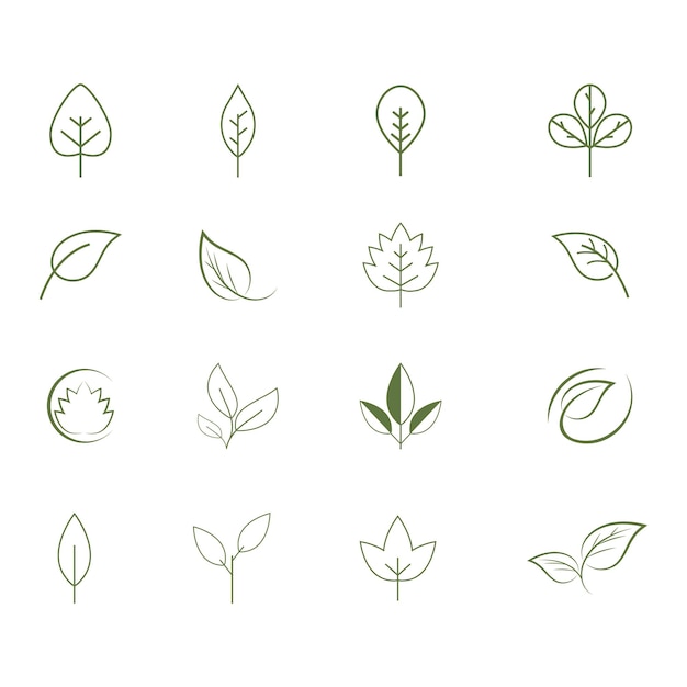 Logos of green tree leaf ecology nature element vector