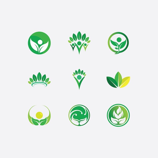 Logos of green Tree leaf ecology nature element vector