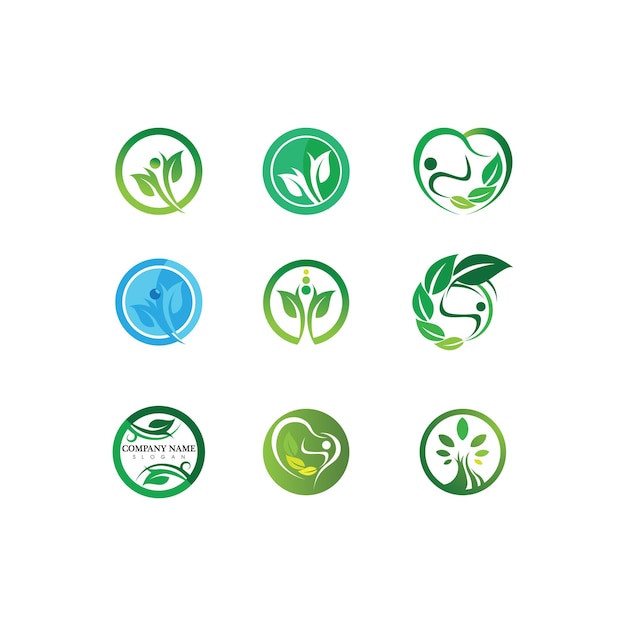 Logos of green Tree leaf ecology nature element vector