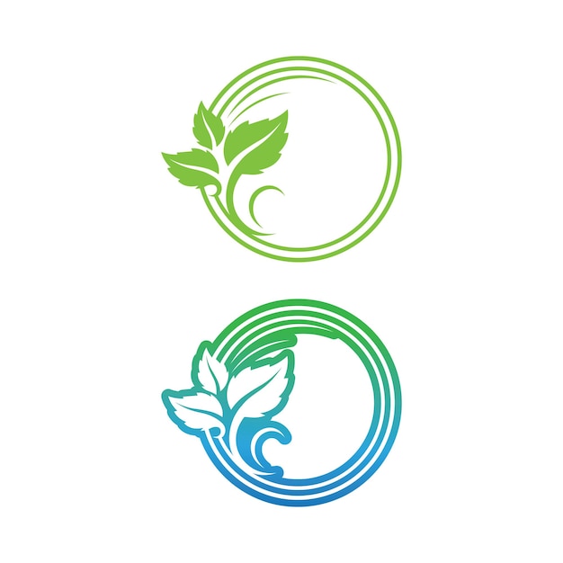 Logos of green Tree leaf ecology nature element vector