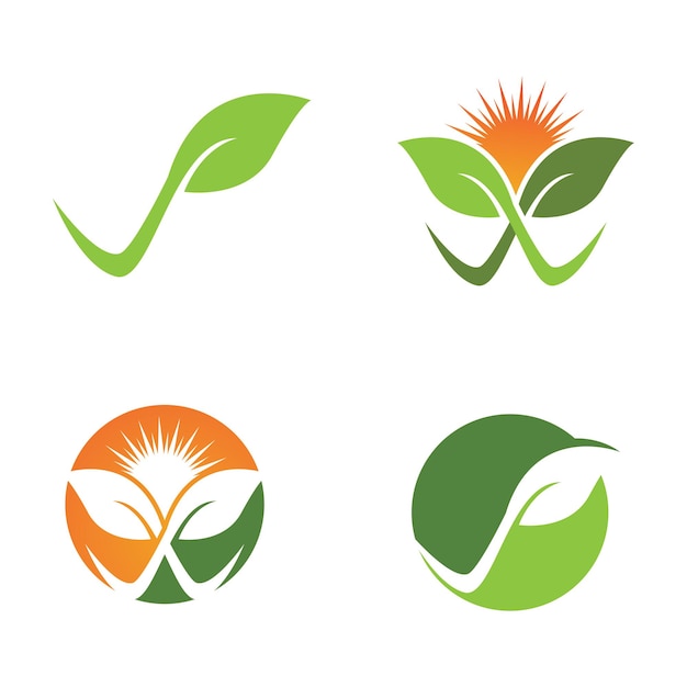 Логотипы зеленого дерева листьев экологии природы элемент вектора
