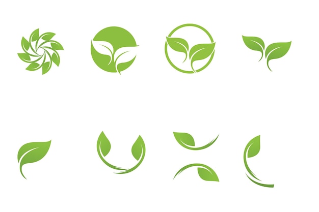 Logos of green tree leaf ecology nature element vector