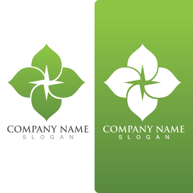 Logos of green Tree leaf ecology nature element vector