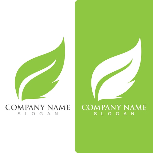 Logos of green tree leaf ecology nature element vector