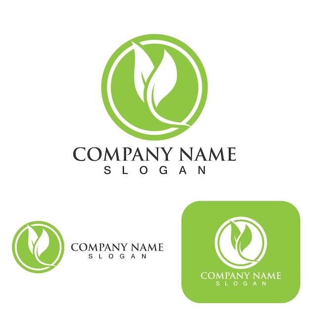 Logos of green tree leaf ecology nature element vector