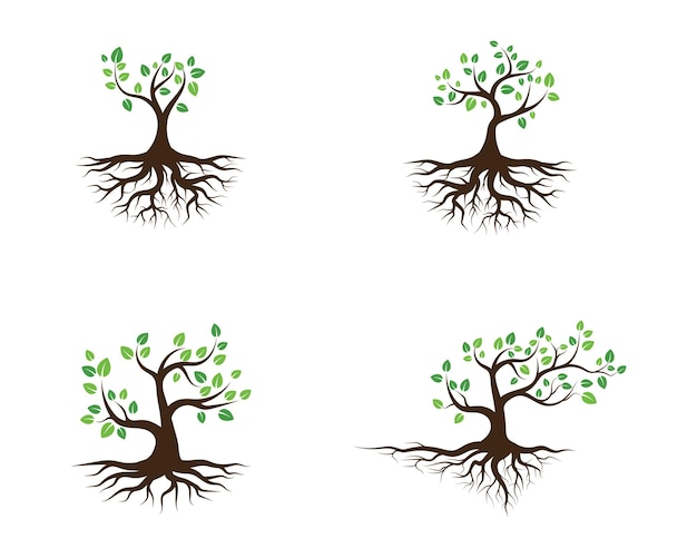 Vector logos of green tree leaf ecology nature