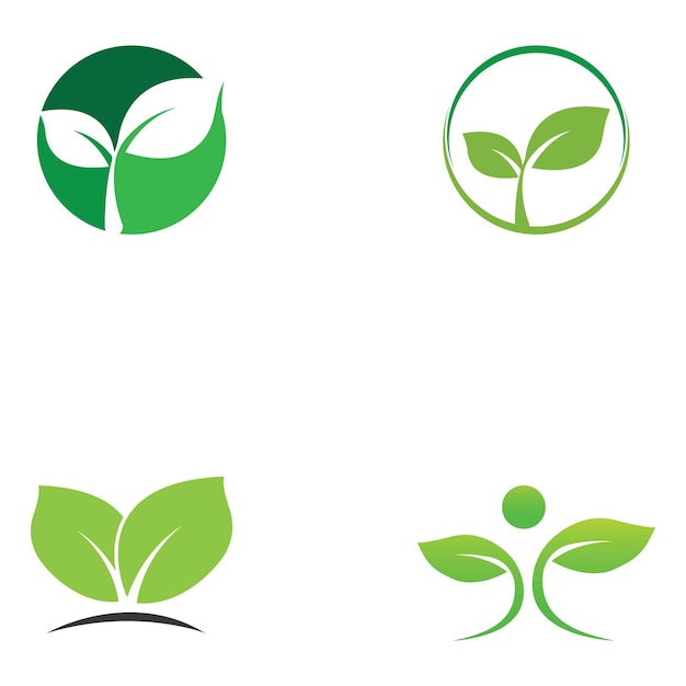 Logos of green Tree leaf ecology