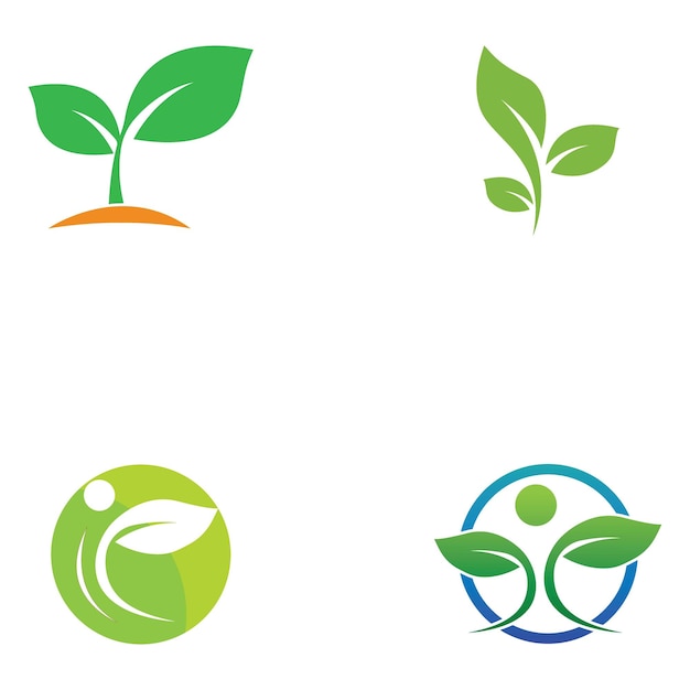 Logos of green Tree leaf ecology