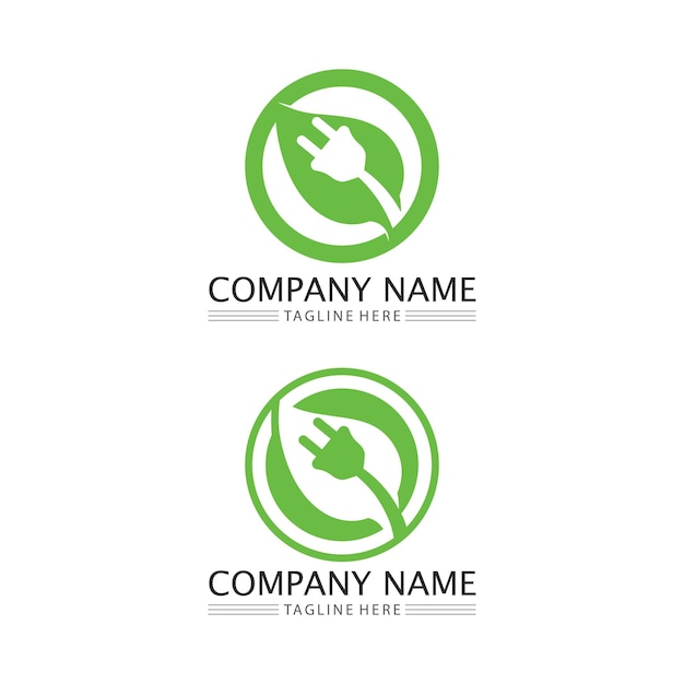 Logos of green tree leaf ecology