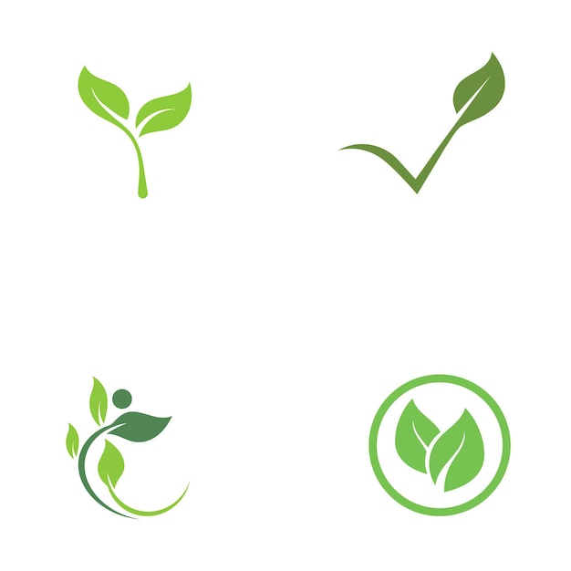 Logos of green tree leaf ecology