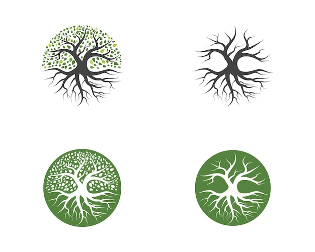 Vector logos of green tree leaf