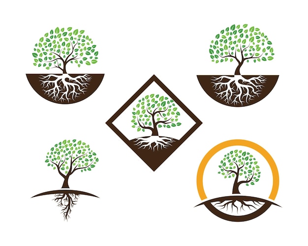 Logos of green Tree leaf