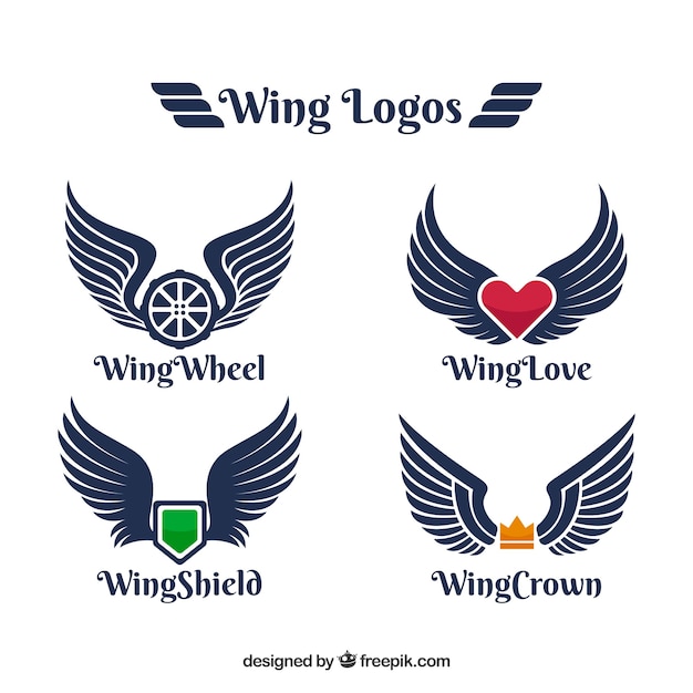 Vector logos met kleurelement en vleugels