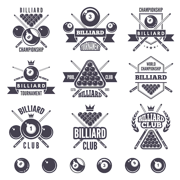 Vector logos set for billiard club