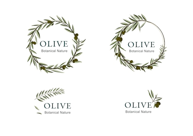 Logotype-collectie met olijfornamenten