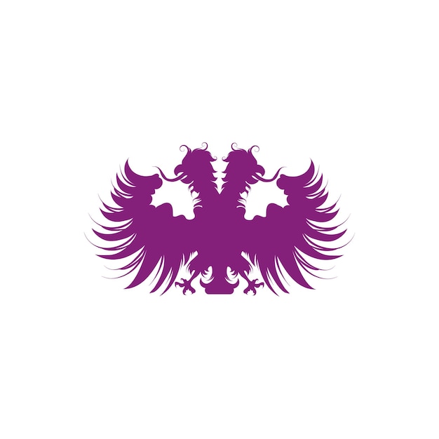 Logotipo aquila bicipite con modello vettoriale di colore viola su sfondo bianco