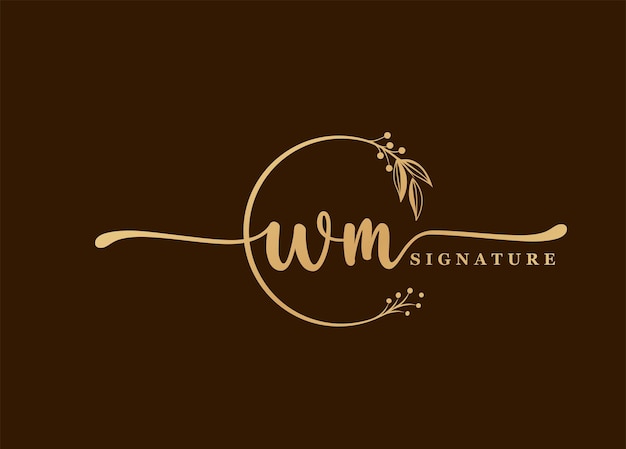 Вектор Логотип золотая подпись первоначальный wm дизайн логотипа изолированный лист и цветок