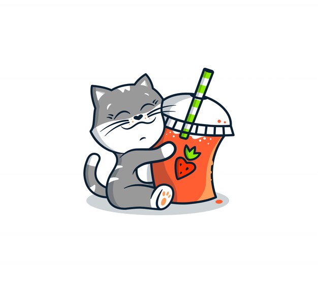 Logotype kitty with ice drink