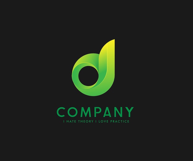 Logotype Letter D Groene kleur geïsoleerde zwarte achtergrond