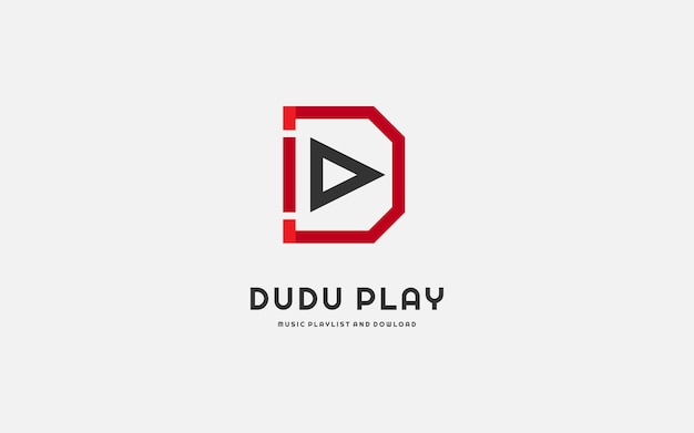 Logotype letter D with play button , usable logo design for music application, player, web icon, cover music studio,