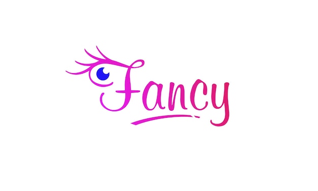 눈 그래픽이 있는 '팬시'라는 로고타입 타이포그래피 로고
