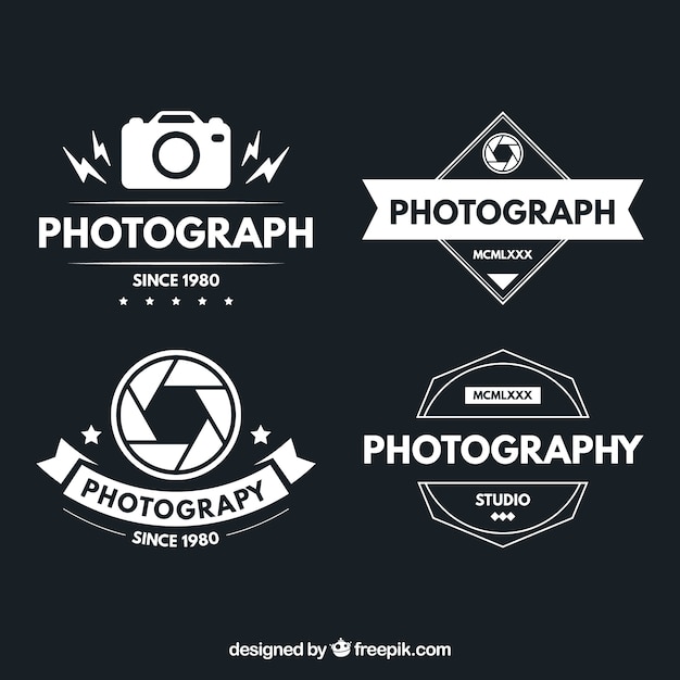 Vector logotypes of photography in vintage design