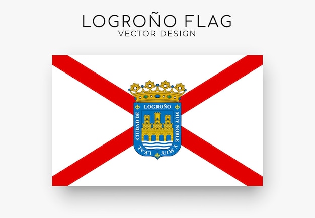 Logrono vlag Gedetailleerde vlag op witte achtergrond Vector illustratie