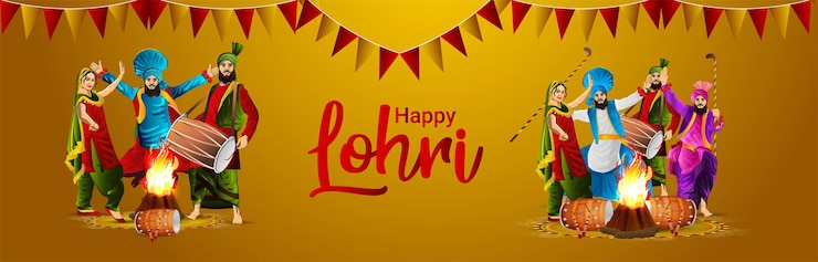 वेक्टर lohri celebration banner with vector illustration