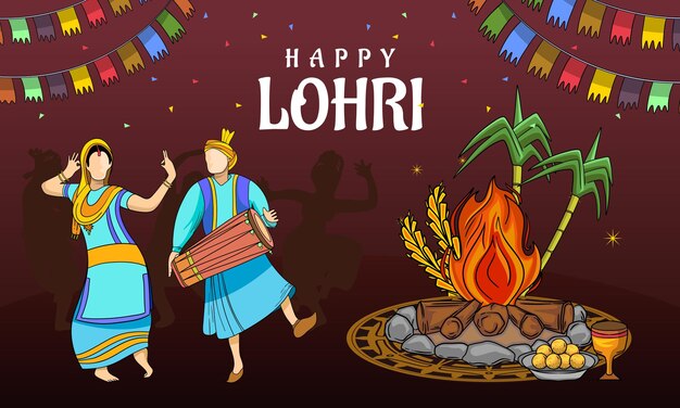 Lohri festival happy day event banner design