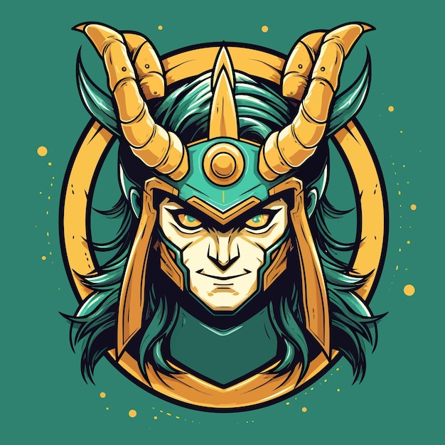 Loki geïllustreerd in gaming logo vol met magie en wonder comic wereld in cartoon stijl